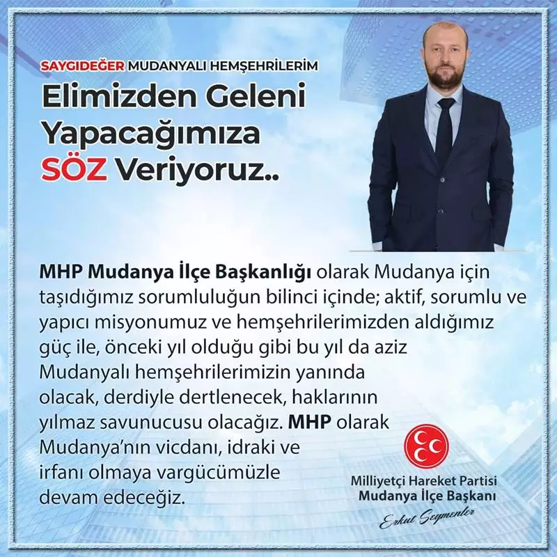 Erkut SEYMENLER " Mudanya’da şeffaf ve sorgulanabilir bir yönetim göremiyorum."