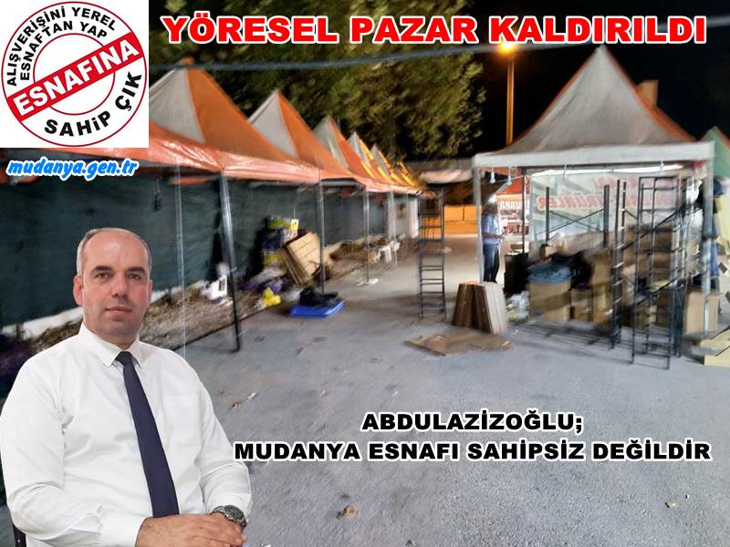 Esnaf Başkanı Ertan ABDULAZİZOĞLU'nun tepki göstererek kaldırılması için yasal başvuru yaptığı Belediye İş Merkezi önünde kurulan Yöresel Ürünler Pazarı kaldırıldı.