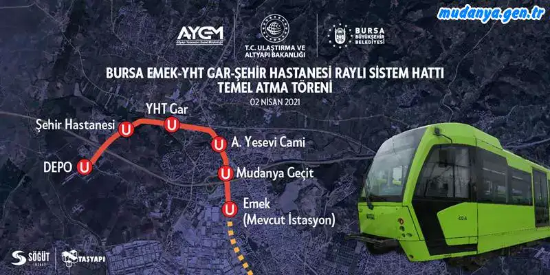 Bursa Büyükşehir Belediyesi tarafından Şehir Hastanesi'ne kesintisiz ulaşımın sağlanabilmesi amacıyla projelendirilen, Ulaştırma ve Altyapı Bakanlığı'nca yaptırılacak Emek - Şehir Hastanesi Raylı Sistem Hattı’nın temeli Ulaştırma ve Altyapı Bakanı Adil Karaismailoğlu’nun da katıldığı törenle atıldı.