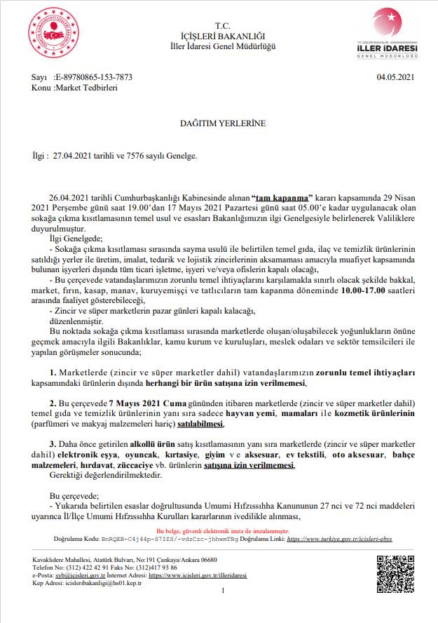 ZİNCİR MARKETLERE ÜRÜN SATIŞ KISITLAMASI