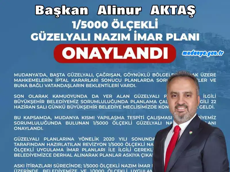 1/5000 ölçekli Güzelyalı Nazım İmar Planı karar Bursa Büyükşehir Belediye Meclisi'nden çıktı