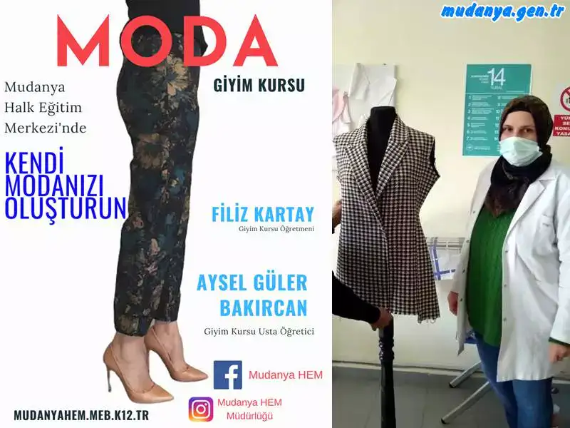 Mudanya Halk Eğitim Merkezi’nde devam eden meslek edindirme kurslarından biri olan Giyim Kursu’na gelen ev kadınları hem kendi modasını oluşturuyor hem de ürettiği giysileri satarak aile bütçesine katkıda bulunuyor.