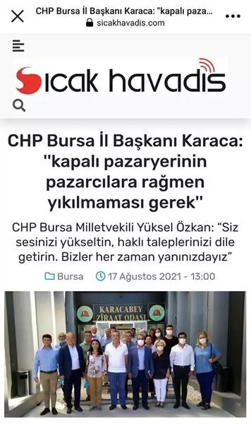 Karacabey Kapalı Pazaryeri sorununu yerinde inceleyen ve basına görüş bildiren CHP Bursa İl Başkanı İsmet Karaca'ya "Önce Kapınızın Önünü Süpürün " diyerek sosyal medya'dan seslenen MHP'li Bülent Erden 