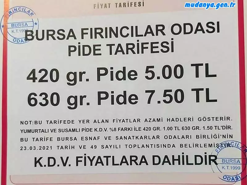Bursa'da 630 gram pide 7,5 liradan satılacak