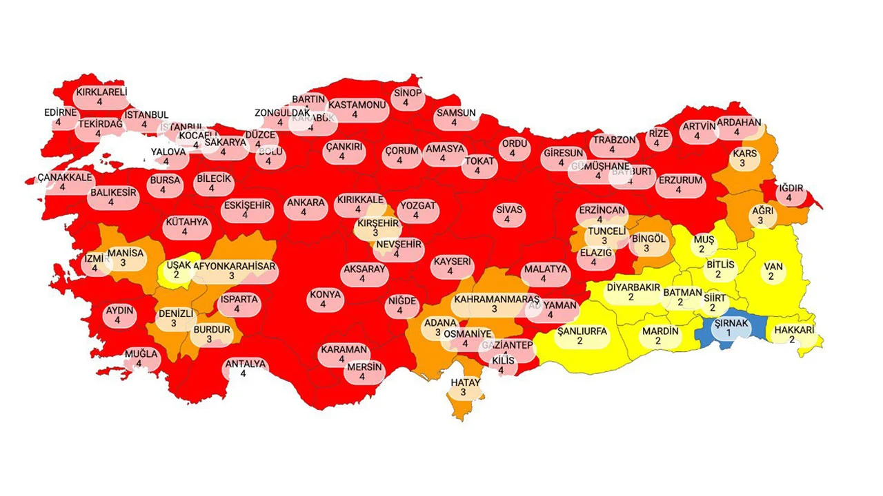 Türkiye Koronavirüs tedbirleri renk ketgorisi iller yasaklar