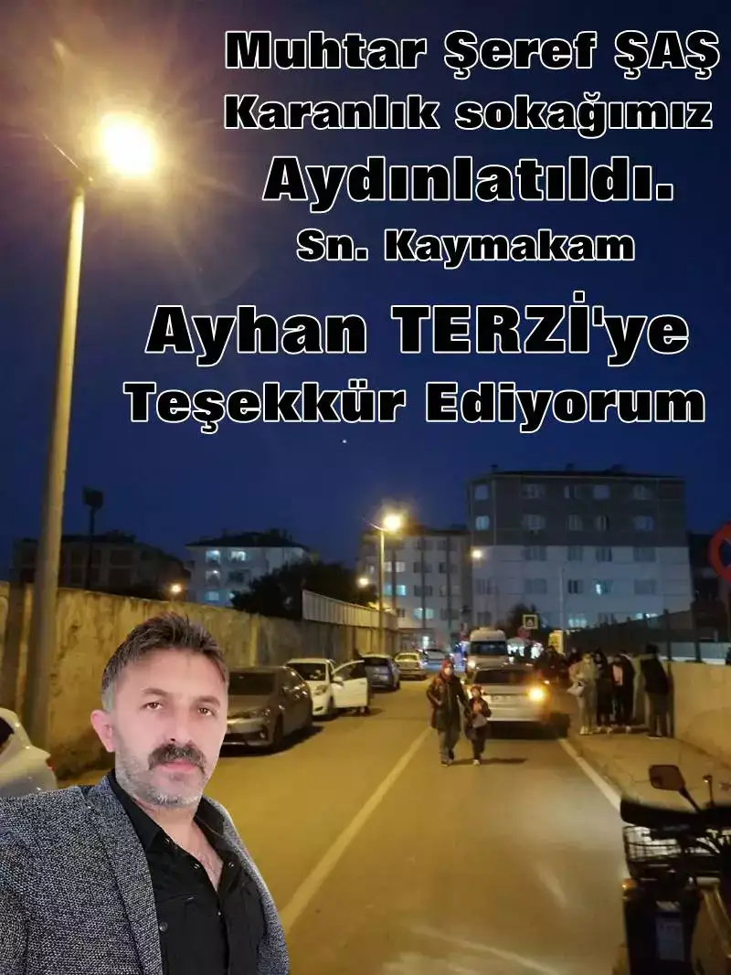 Mudanya Şükrü Çavuş Sait Eroğlu İlk Okulu ile İlçe Stadyumu arasında bulunan aydınlatma zafiyeti yaşanan cadde Şükrü Çavuş Mahalle Muhtarı Şeref Şaş'ın başvuruları ve Mudanya Kaymakamı Ayhan Terzi'nin soruna müdahale etmesiyle kısa sürede çözüme kavuşturularak zifiri karanlık cadde dikilen aydınlatma direkleriyle ışıl ışıl aydınlatıldı.