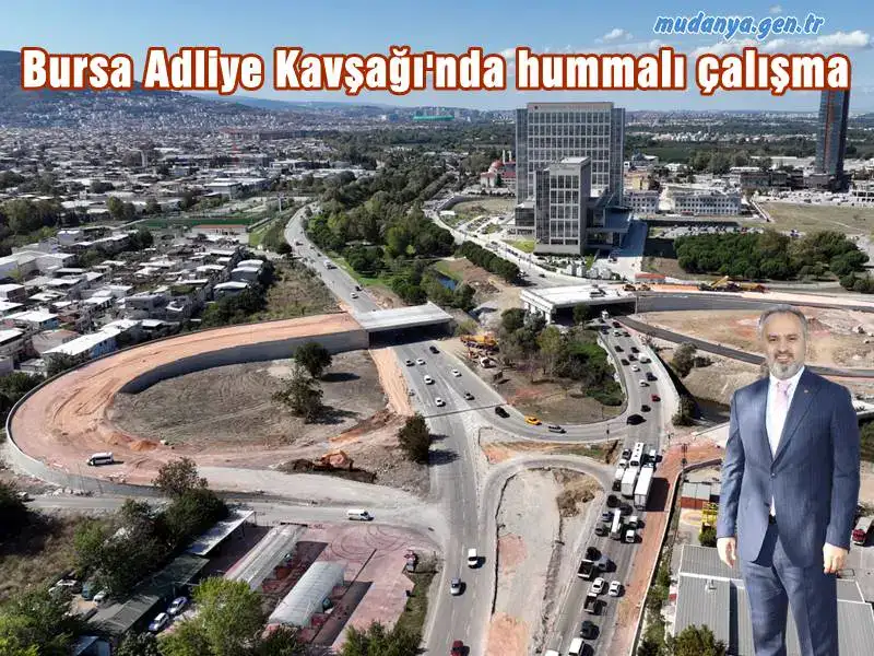 Bursa Büyükşehir Belediyesi tarafından Yakın Doğu Çevre Yolu’nun İstanbul Caddesi’ne bağlantı noktasındaki trafik yükünü ortadan kaldırmak için projelendirilen Adliye Kavşağı'nda, yol üzerindeki köprü kirişlerinin montajı tamamlandı.