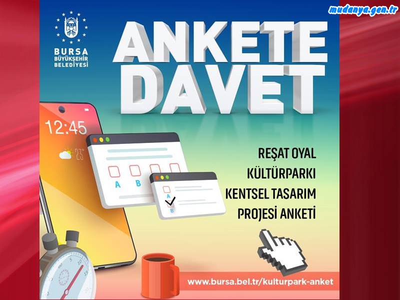 Bursa’nın ‘yeşil’ imajının en önemli simgelerinden Reşat Oyal Kültür Parkı’nı eski ihtişamlı günlerine dönüştürmek amacıyla ‘ortak aklı’ devreye alan Büyükşehir Belediyesi, Bursalıların nasıl bir Kültür Park istediğini öğrenmek için anket çalışması başlattı. Ankete katılan Bursalıların görüş, öneri ve taleplerine göre en kullanışlı projenin bölgeye uygulanması hedefleniyor.
