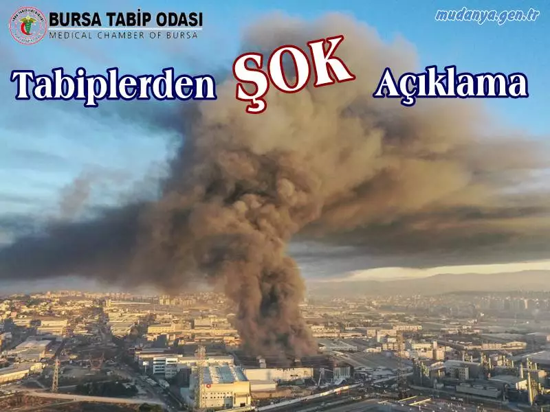 Bursa Tabip Odası Bursa Organize Sanayi Bölgesi’ndeki bir fabrikada başlayan ve gün boyu devam eden yangın dolayısıyla yaptığı duyuruda kaygı duyduklarını açıkladılar. Havay yükselen zehirli gaz ve partikül yüklü dumanlara dikkat çeken Bursa Tabip Odası şunları kaydetti;