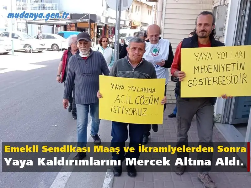 2021 Tüm Emekli Sen Üyeleri Mudanya Temsilcileri Erol Kazanç önderliğinde ilçenin ana arterlerinde bulunan yaya kaldırımlarının durumunu protesto ederek tehlike saçan yaya yollarının iyileştirilmesini bazı yolların trafiğe kapatılmasını ve huzurlu bir Mudanya için yetkililerin harekete geçmesini istediler. Emekliler ellerinde dövizlerle kötü durumda bulunan kaldırımlarda yürüyerek basın açıklaması yaptılar.