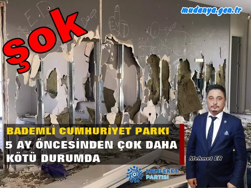 Mudanya Belediye Meclisi Üyesi Mehmet ER 5 ay önce Bademli’deki Cumhuriyet Parkı ve binasının Belediye tarafından çürümeye terkedildiğini fotoğraflarla görüntülemişti. ilçe gündemine bomba gibi düşen olayda kaderine terk edilmiş binayı şok edici fotoğraflarla halka aktaran Mehmet ER 5 ay sonra yine aynı yeri bir toparlanma olması umuduyla denetledi
