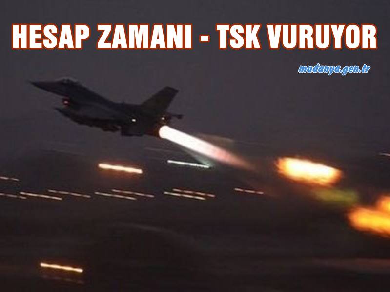 Türkiye'ye ait çok sayıda savaş uçağı, terör örgütü PKK'nın Irak ve Suriye'de yer alan mevzilerini vuruyor. Milli Savunma Bakanlığı, "Hesap zamanı! Alçaklardan hain saldırıların hesabı soruluyor!" paylaşımını yaptı.
