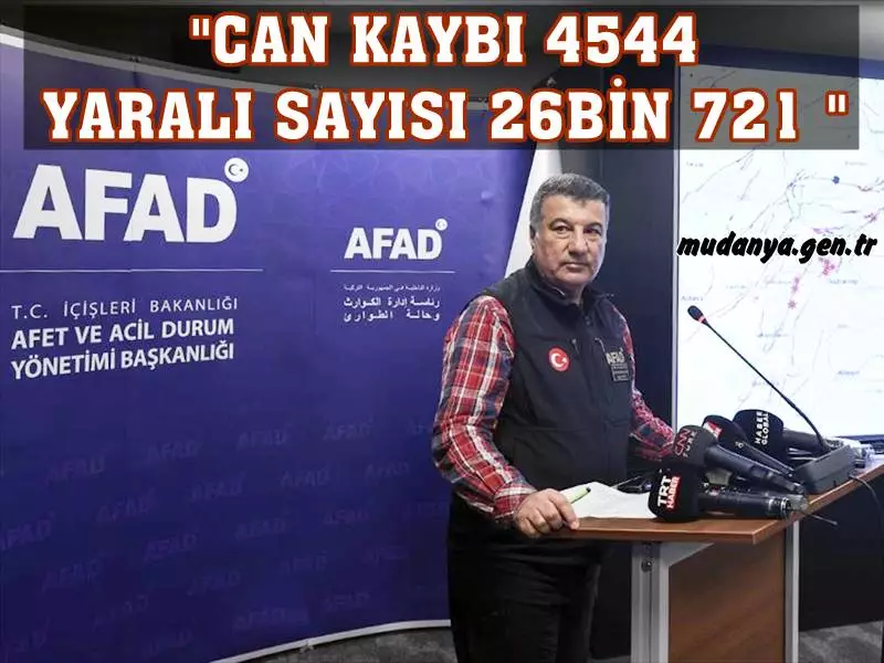 AFAD Risk Azaltma Genel Müdürü Tatar: "Can kaybı 4544, yaralı sayısı 26 bin 721, yıkılan bina sayısı 5 bin 775"