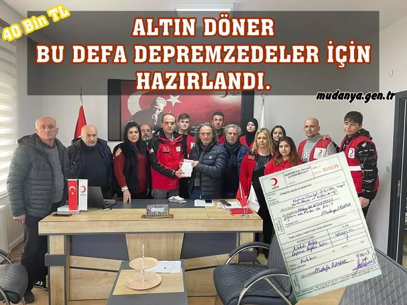 Mudanya Artvinliler Derneği'nin ALTIN DÖNER olarak nam salan meşhur Çağ Döneri bu defa depremzedeler için hazırlandı. Dernek Başkanı Avukat İbrahim Turan lezzetiyle meşhur Artvin Çağ Dönerin tüm gelirini depremzedelere bağışladıklarını açıkladı.