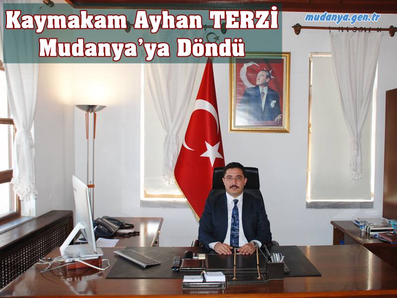 06 Şubat 2023 günü Kahramanmaraş merkezli olarak yaşanan ve ardı ardına devam eden 11 ilimizde büyük yıkımlara neden olan depremler sonrasında bölgede görevlendirilen Mudanya Kaymakamı Ayhan Terzi bölgedeki geçici görevinin ardından tekrar Mudanya Kaymakamlık Makamındaki görevine geri döndü.