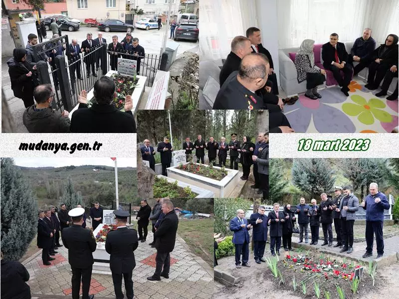 Çanakkale Zaferi ve Şehitleri Anma etkinlikleri sonrası Mudanya  ilçe protokolü, şehitlikler ile şehitlerimiz Burhan Zeytinci ve Bülent Aslan’ın ailelerine ziyaret gerçekleştirdi.