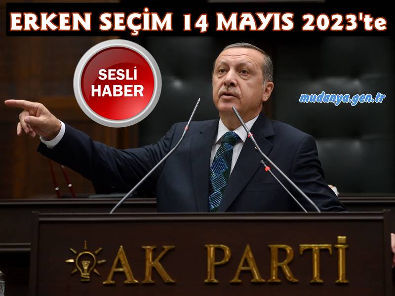 Erdoğan'dan kürsüde seçim için '14 Mayıs' mesajı: 'Milletimiz 73 yıl sonra aynı gün yanıtını verecek'. Partisinin grup toplantısında konuşan AK Parti Genel Başkanı ve  Cumhurbaşkanı Erdoğan, kürsüde Adnan Menderes'i ve 14 Mayıs 1950 seçimlerini hatırlatarak, "Milletimiz 73 yıl sonra aynı gün, altılı masa diyerek karşımıza çıkan darbe şakşakçılarına 'yeter' diyecektir" dedi ve açıkça seçim tarihi mesajı verdi.