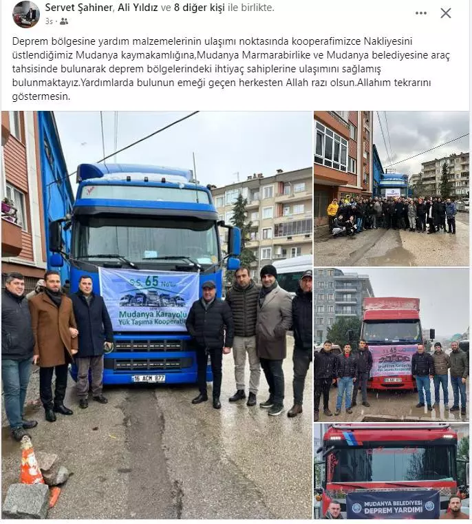 Mudanya'da yerel siyasetin bir kenara bırakıldığı tüm siyasi partilerin, yerel yönetiminin, Sivil Toplum Kuruluşlarının tek yürek olarak soğukta kış gününde büyük bir deprem afeti yaşayan vatandaşlarımız için seferber olduğu müthiş bir beraberlik örneği yaşanıyor.