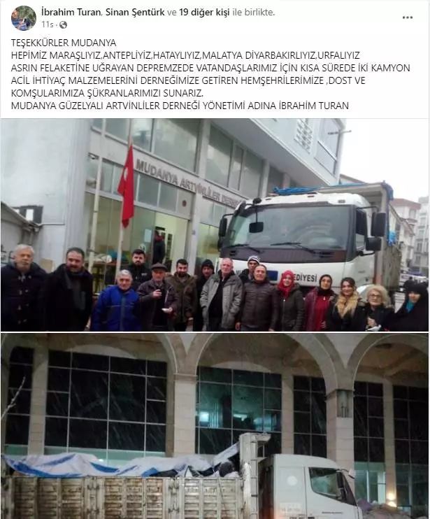 Mudanya'da yerel siyasetin bir kenara bırakıldığı tüm siyasi partilerin, yerel yönetiminin, Sivil Toplum Kuruluşlarının tek yürek olarak soğukta kış gününde büyük bir deprem afeti yaşayan vatandaşlarımız için seferber olduğu müthiş bir beraberlik örneği yaşanıyor.