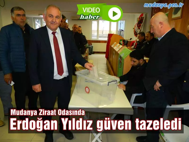 Mudanya Ziraat Odası kongresi Müftülük salonunda gerçekleştirildi. Kongre sonrası 2 liste ile gidilen seçimde Turuncu liste ile seçime giren Erdoğan Yıldız'ın listesi 47 delegenin 26 sının oyunu alarak 4 yıllığına yeniden başkanlığa seçildi. Mustafa Albayrak ise 21 oy aldı.