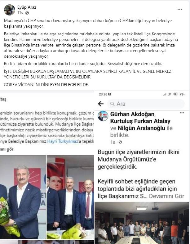 CHP'li Eyüp Araz'ın CHP İl Delege Seçimlerinde Hayri Türkyılmaz'ın uygulamaları hakkındaki paylaşımı