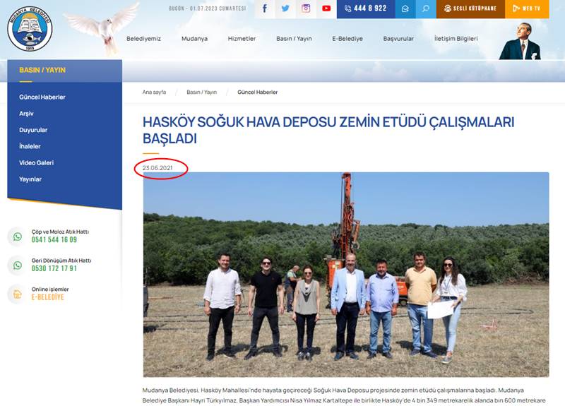 hayri turkyilmaz soguk hava deposu başlıyor
