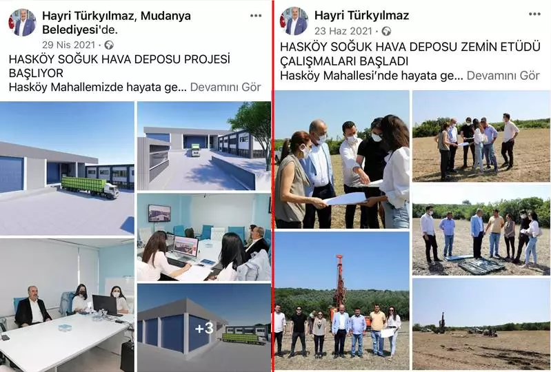 Memleket Partisi Mudanya Belediye Meclisi Üyesi ve İlçe Başkanı Mehmet Er  Belediye Başkanı Hayri Türkyılmaz'a Hasköy'de yapacağını açıkladığı ancak yıllar geçmesine rağmen hiçbir gelişme olmayan Hasköy Soğuk Hava Deposu üzerinden yüklendi. 