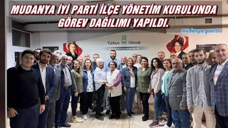 İYİ Parti Mudanya ilçe teşkilatına 20 Ekim 2023 günü Mudanya İYİ Parti İlçe başkanı olarak atanan Ersin Erdönmez, İYİ Parti İlçe Divan Yönetim Kurulunu oluşturdu. Hatırlanacağı üzere üçbuçuk yıldır ilçe başkanlığı görevini yapan Hüseyin Hatipoğlu Belediye Başkan Aday Adaylığını açıklamak için ilçe başkanlığından istifa etmişti.
