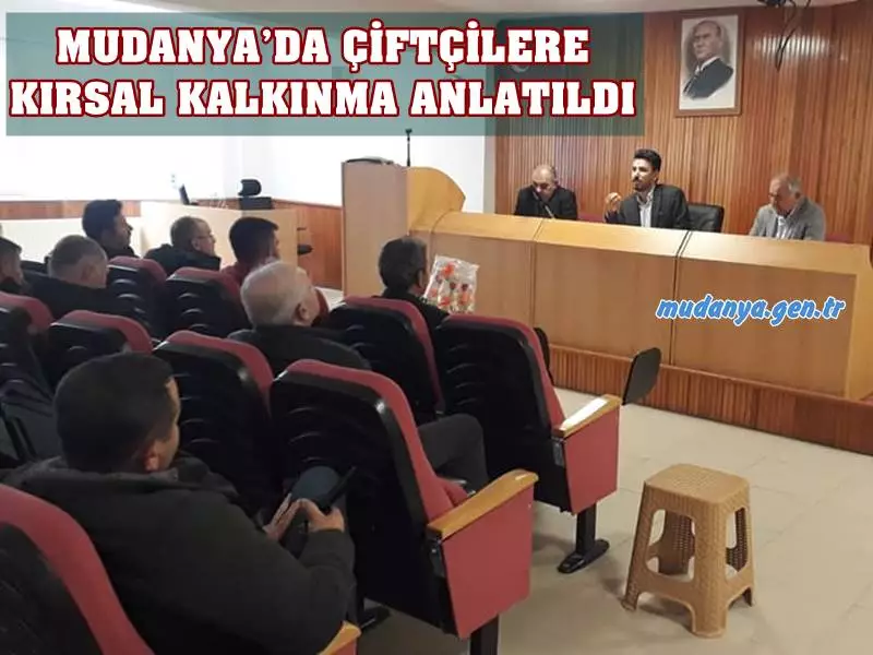 Kırsal Kalkınma Yatırımlarının Desteklenmesi Programı Altyapı Yatırımları 2022-2023 Dönemi Makine Ekipman Desteklemeleri Değerlendirme Sonuçları sonrası asil olarak uygun görülen üreticilere yönelik bilgilendirme toplantısı Mudanya İlçe Tarım Müdürlüğü ve Mudanya Ziraat Odası Başkanlığı ile birlikte gerçekleştirildi.