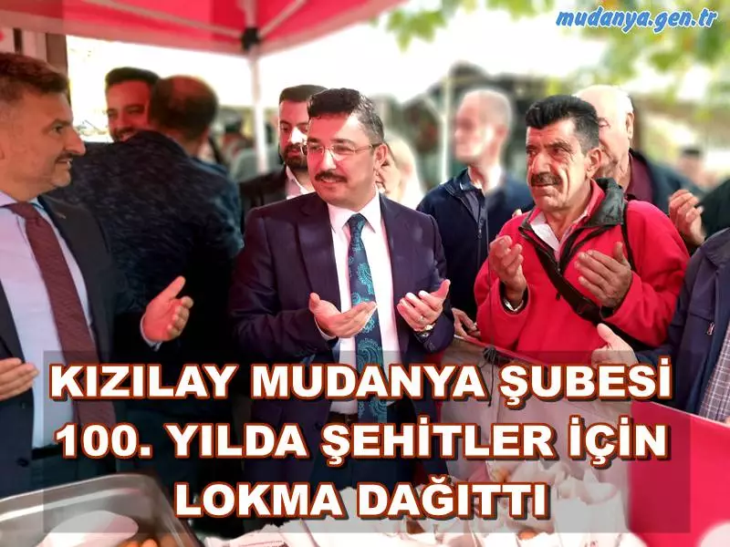 Mudanya Kızılay Şubesi Mustafa Bayrak öncülüğünde öğle namazı sonrası Tekke-i Cedid (Hal) Camii önünde Cumhuriyetin 100. yılında şehitler için Mevlid okutup vatandaşlara lokma dağıttı.