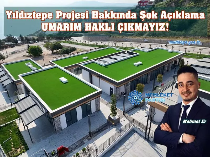 Yıldıztepe Sosyal Yaşam Merkezi 1. Etabı ihalesinde sadece 5 bağımsız bölümü 230 bin TL'ye kiraya verilebilen tesis hakkında Memleket Partisi Mudanya İlçe Başkanı ve Belediye Meclis Üyesi Mehmet Er'den dikkat çeken bir açıklama geldi.
