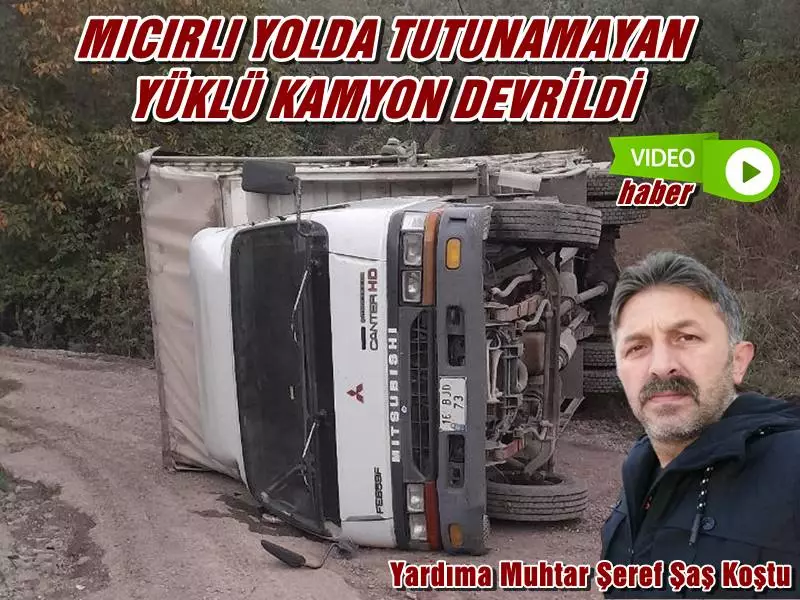 Halitpaşa Mahalllesi Değirmendere Caddesi Şehitler Çeşmesi Mevkinde kereste yüklü kamyon mıcırlı yolda tutunamayarak kaydı. Kontrolünü kaybeden 16 BJD 73 plakalı kamyon devrildi.