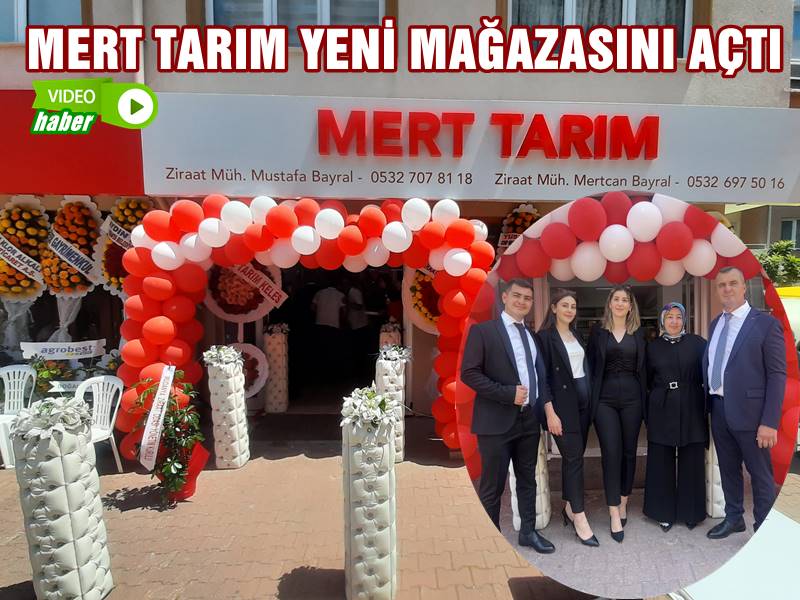 Tarım sektöründe Güney Marmara'nın tanınmış markası Mudanya merkezli faaliyet gösteren, Mert Tarım 20. Yılını yeni mağaza açılışıyla taçlandırdı. Ziraat Mühendisi Mustafa BAYRAL'ın 20 yıl önce kurduğu MERT TARIM  Şükrü Çavuş Mah. 1. Harmanlar Sok. Huzur Apt. A Blok No: 41/B Mudanya'da mülkü kendissine ait olan yeni yerinin açılışını yoğun bir katılımla dualar eşliğinde yaptı.