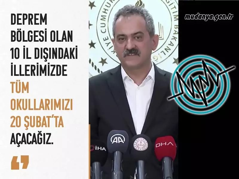 Milli Eğitim Bakanı Mahmut Özer: 10 ilde 1 Mart'a kadar eğitime ara verildi... 71 ilde eğitim 20 Şubat'ta başlıyor.