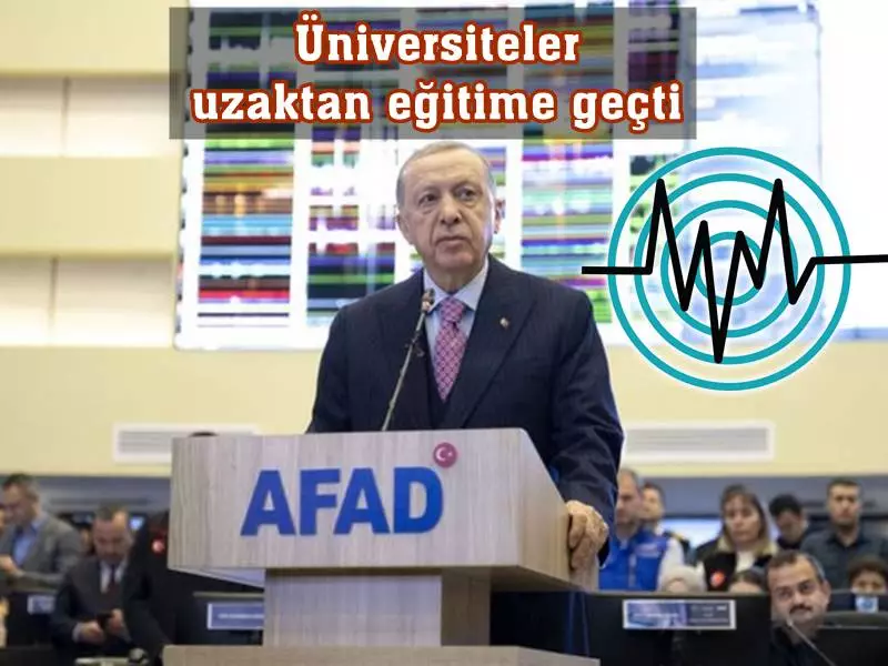Türkiye'yi sarsan Kahramanmaraş merkezli iki depremin ardından Cumhurbaşkanı Erdoğan, Diyarbakır'da incelemelerde bulunurken, "'Üniversitelerimizde yaz aylarına kadar uzaktan eğitime geçiyoruz." dedi.