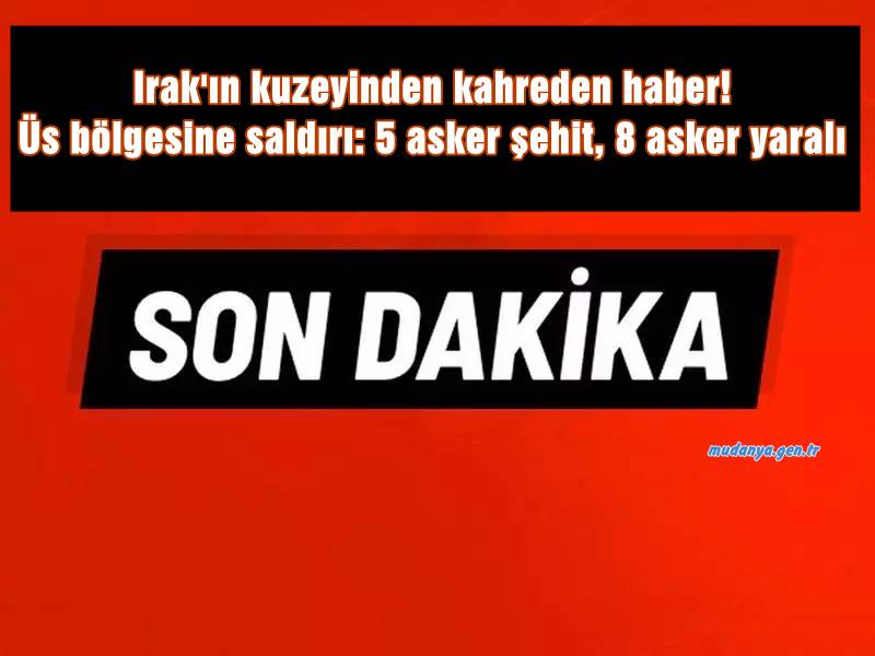 Son dakika haberine göre... Irak'ın kuzeyinde Pençe bölgesindeki bir üs bölgesine terör örgütü PKK mensubu teröristlerce saldırı düzenlendi. Milli Savunma Bakanlığı (MSB) yaptığı açıklamada 5 askerimizin şehit olduğunu, 8 askerimizin yaralandığını açıkladı.