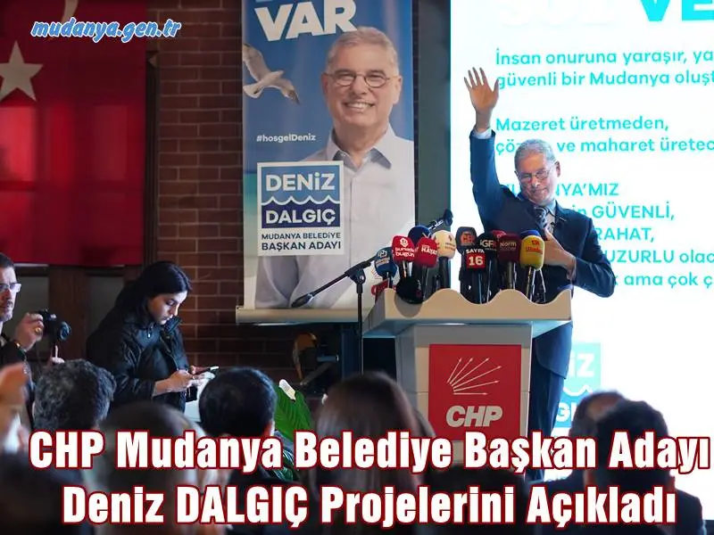 Cumhuriyet Halk Partisi (CHP) Mudanya Belediye Başkan Adayı Deniz Dalgıç, Mudanya'yı geleceğe taşıyacak projelerini, "Dirençli ve Güvenli Mudanya", "Sağlam Altyapı, Konforlu Ulaşım", "Yeşil Belediyecilik", "Üreticiye Tam Destek", "Turizmle Kalkınma", "Kültür ve Sanat Kenti", "Sosyal Belediyecilik", "Ortak Yaşam" ve "Öğrenen Belediyecilik" olmak üzere dokuz başlık altında duyurdu.