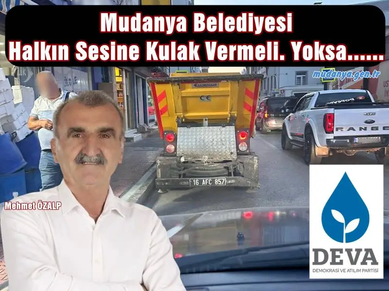 Deva Partisi Mudanya İlçe Başkanı Mehmet ÖZALP: *“Mudanya’da Hizmetler Vatandaşın İhtiyaçlarına Göre Değil, Göstermelik Olarak Yürütülüyor” vurgusuyla yazılı basın açıklaması yaptı. ÖZALP "Mudanya Belediyesi'nin son dönemde uyguladığı hizmet politikaları, ilçe halkının günlük hayatını olumsuz etkilemeye devam ediyor" diyerek Mudanya Belediyesinin artık halkın sesine kulak vermesi çağrısında bulundu.