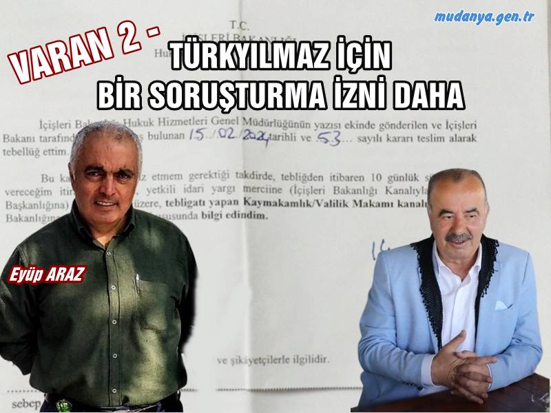 Mudanya İnisiyatif Hareketi Üyesi Güzelyalı CHP esli Belde Başkanı Eyüp Araz sosyal medya profilinden yaptığı açıklamada şikayeti üzerine Mudanya Belediyesi Eski Başkanı Hayri Türkyılmaz'ın yargılanacağını söyledi