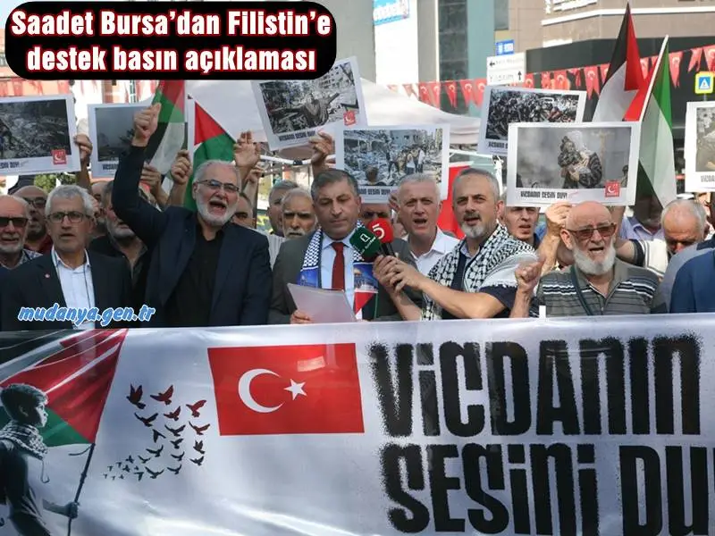 Saadet Bursa’dan Filistin’e destek basın açıklaması meydanı inletti.