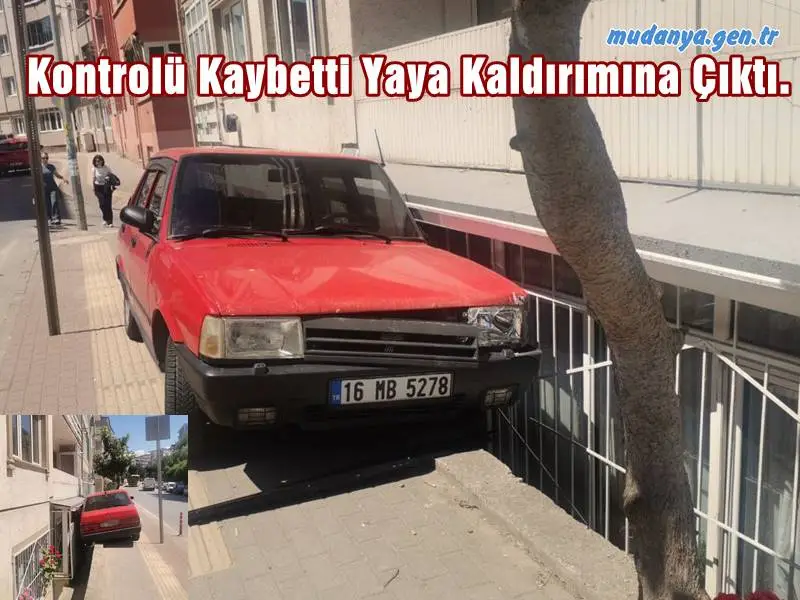 Mudanya'da kontrolden çıkan otomobil kaldırıma çıkarak kazaya neden oldu. Yaralanan yabancı uyruklu sürücü ayakta tedavi edildi.