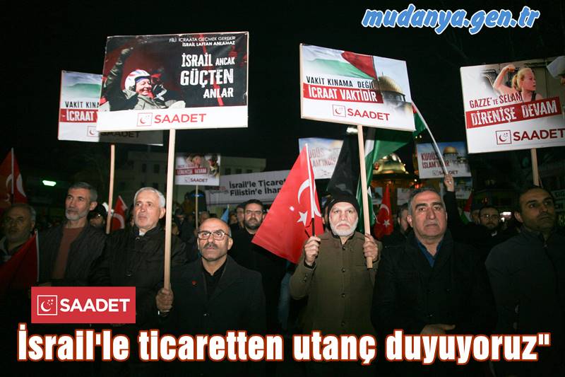 Bursa Saadet Partisi Bursa Büyükşehir Belediye Başkan Adayı İkram Akkaya, Ak parti Büyükşehir Belediye Başkanı Alinur Aktaş'a seslenerek, İsrail'le ticareti ve diplomatik ilişkileri keseceğinizi açıklayın biz de seçimden çekilelim ve bu onurlu tavrı destekleyelim" dedi.