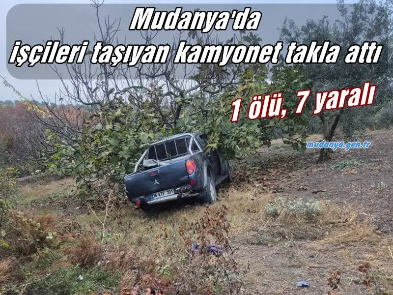 Mudanya'nın Çınarlı Köyü yakınlarında sabah saatlerinde meydana gelen trafik kazasında 54 yaşındaki Gülbeyaz Alak hayatını kaybetti, 7 zeytin işçisi ise yaralandı.