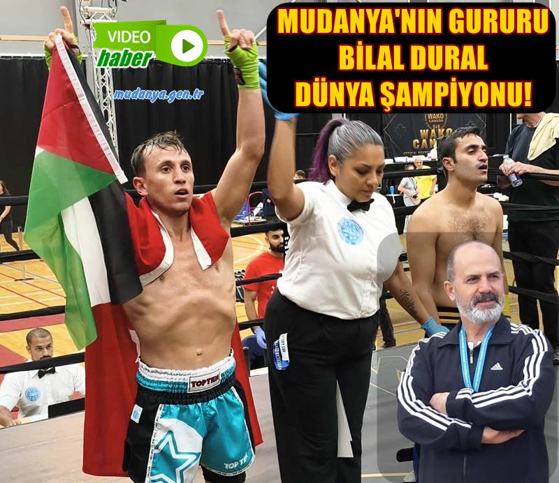 MUDANYA'NIN GURURU BİLAL DURAL DÜNYA ŞAMPİYONU! ALTIN KEMERİNİ FİLİSTİN HALKINA ARMAĞAN ETTİ