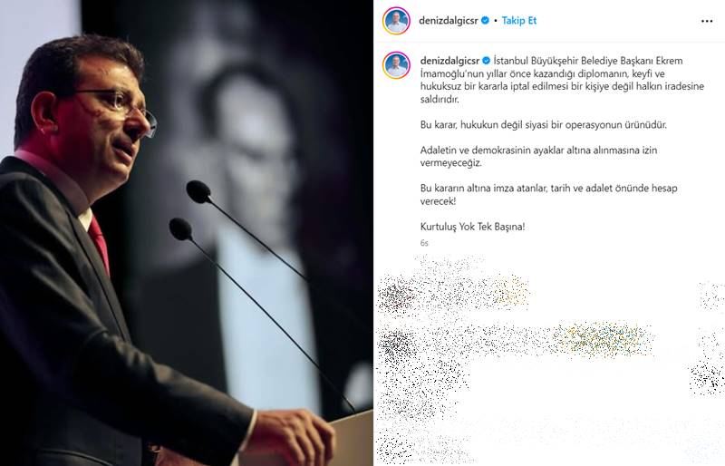İstanbul Üniversitesi, İstanbul Büyükşehir Belediye (İBB) Başkanı Ekrem İmamoğlu'nun da aralarında bulunduğu 28 kişinin diplomalarının "yokluk" ve "açık hata" gerekçeleriyle geri alınmak suretiyle iptaline karar verildiğini bildirdi. Mudanya Belediye Başkanı Deniz Dalgıç kararın keyfi ve hukuksuz olduğunu iddia ederek sosyal medya hesabından yaptığı paylaşımda karara tepki gösterdi.