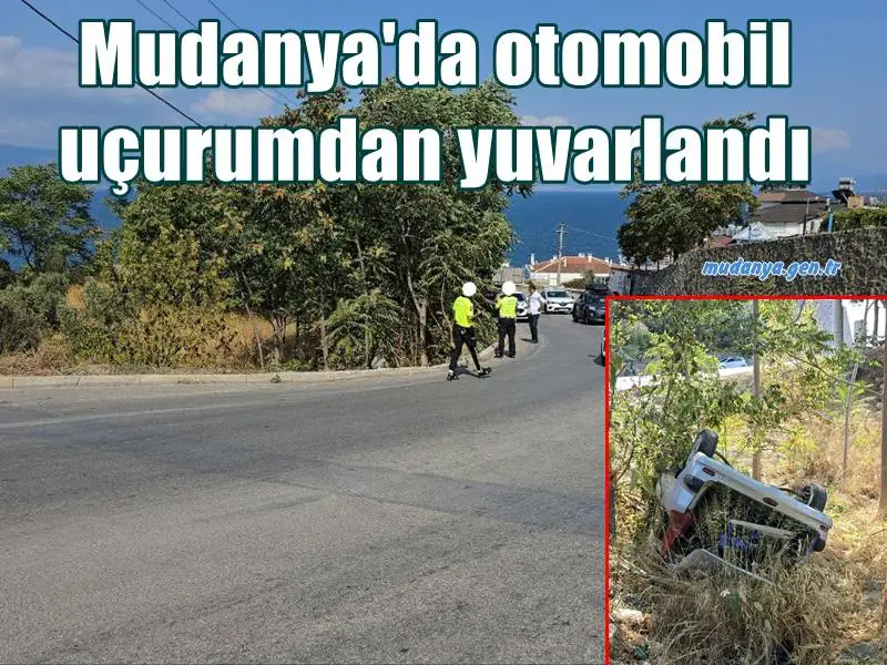 Mudanya'da otomobil uçurumdan yuvarlandı: 1 yaralı