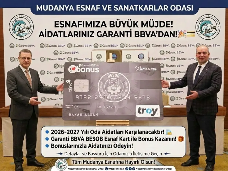Mudanya Esnafının 2026 ve 2027 Aidatları Garanti BBVA’dan