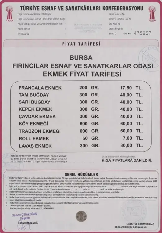 BURSA'DA EKMEĞE ZAM. İŞTE YENİ EKMEK FİYATLARI
