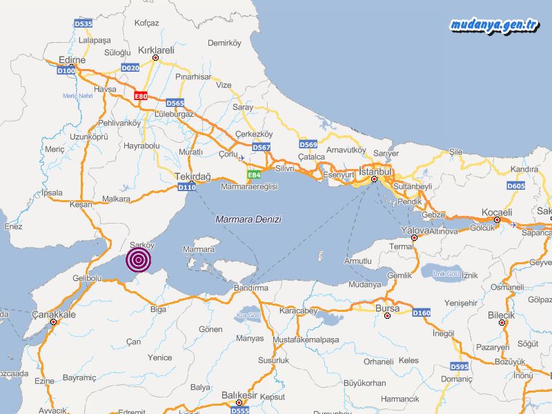 Marmara Denizi'nde 3,9 büyüklüğünde deprem meydana geldi.