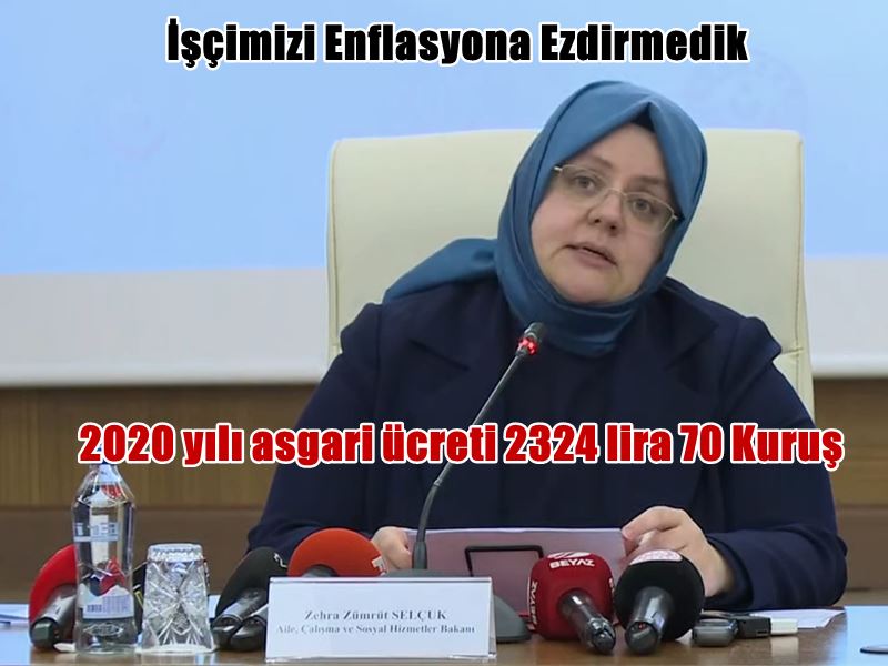 2020 asgari ücret toplantılarının dördüncüsü ve sonuncusu bugün Aile ve Sosyal Hizmetler Bakanlığının ev sahipliğinde başladı. Çalışma ve Sosyal Hizmetler Bakanı Zehra Zümrüt Selçuk Hükümetin asgari ücret teklifini açıkladı. 2020 yılı asgari ücreti 2324 lira olarak açıkladı